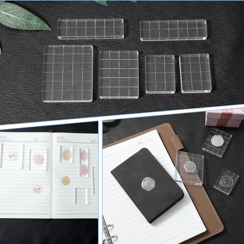 guduling 6 Pcs Acrylic Stamping Blocks,Clear Acrylic Stamp Block,Acrylics Blocks for Stamping,with Grid Lines for Scrapbooking Crafts Card Making, Assorted Sizes - Image 5